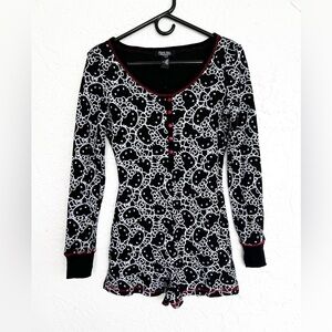 Dolls Kill Hello Kitty Black Waffle Romper Womens Size Medium